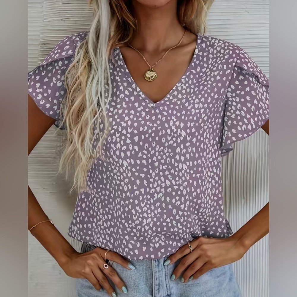 Women’s Leopard Print V Neck Blouse